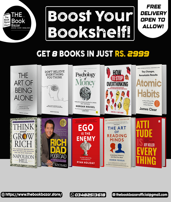The Psychology of Money + Atomic Habit + Rich dad Poor dad + Think and Grow Rich + Ego Is The Enemy + The Art Of Being Alone + The Art Of Reading Minds + Don't Believe Everything You Think + Attitude Is Everything + How To Stop Overthinking